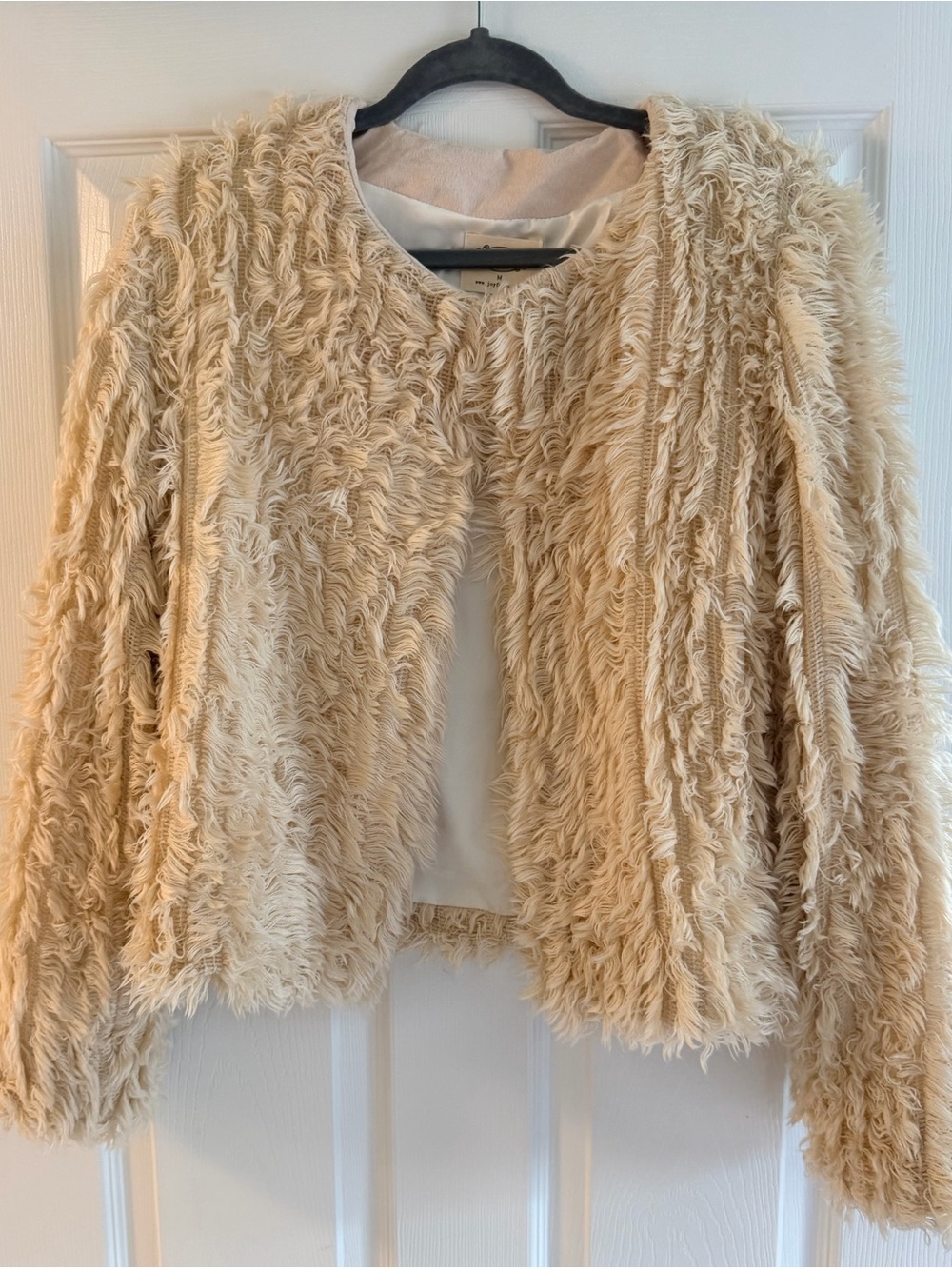 Cream Faux Fur Shag Jacket